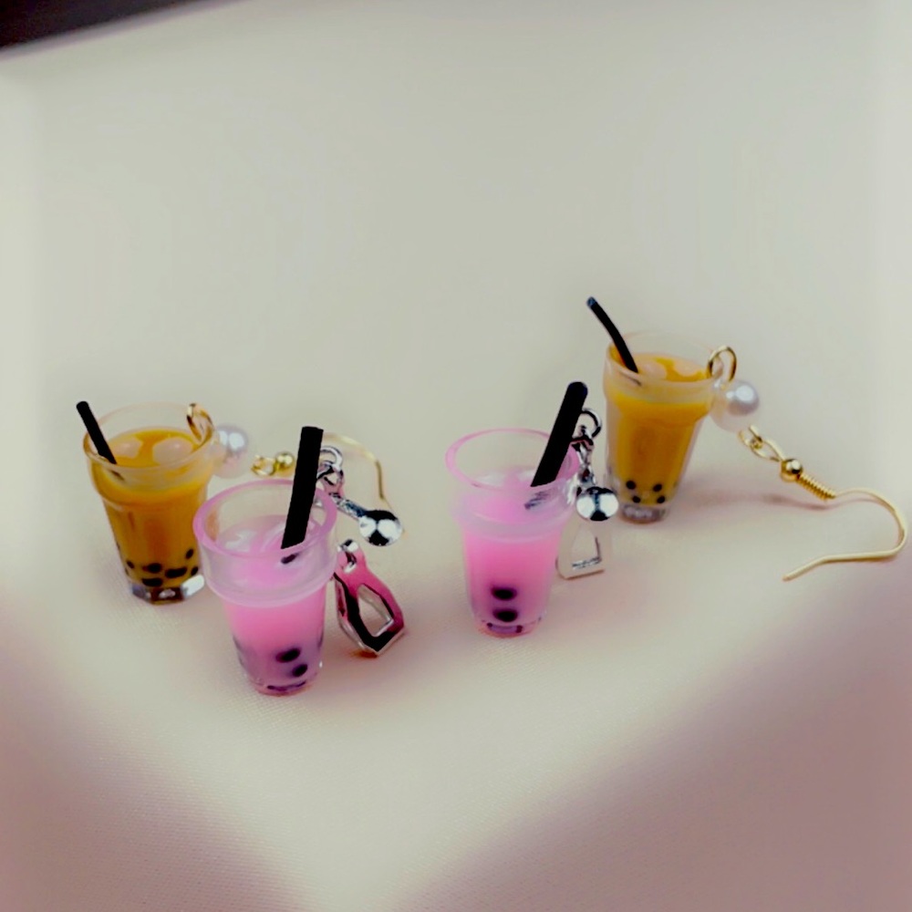 Bubble tea earrings
